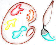 Alysia art signature, paint pallet and brush