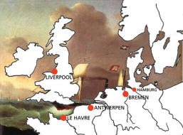 Map showing Northern European Ports